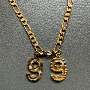 📿 Faux Gold “99” Charm Chain Necklace